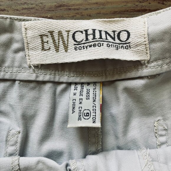 Easy Wear Chino Carpenter Shorts Stone Beige Mid-Rise Vintage 90s 32" Waist - Picture 6 of 7